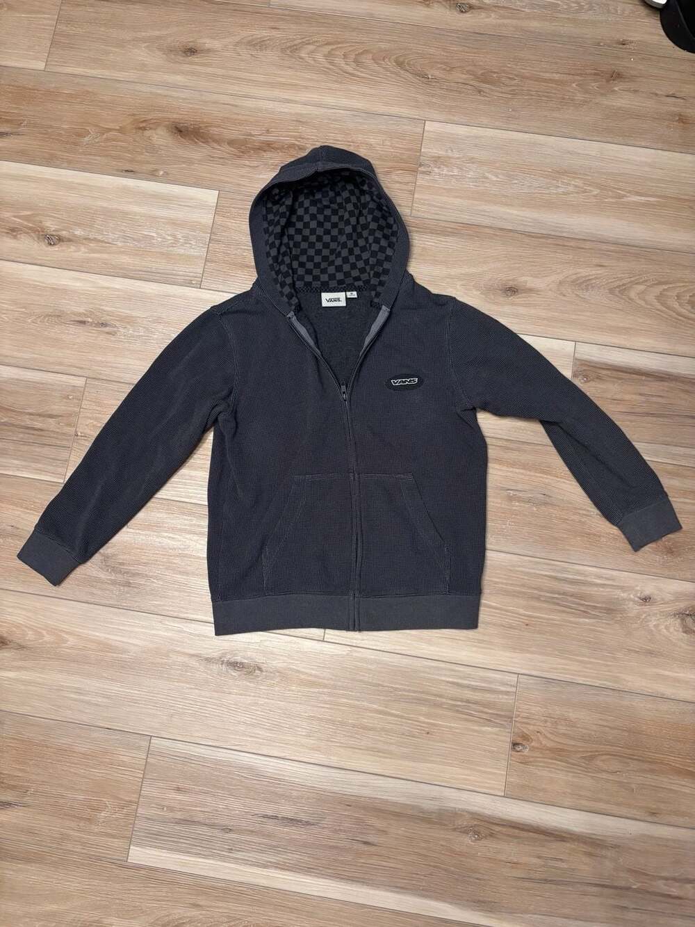 Vans Off The Wall black Grey Checker Hoodie Womens M